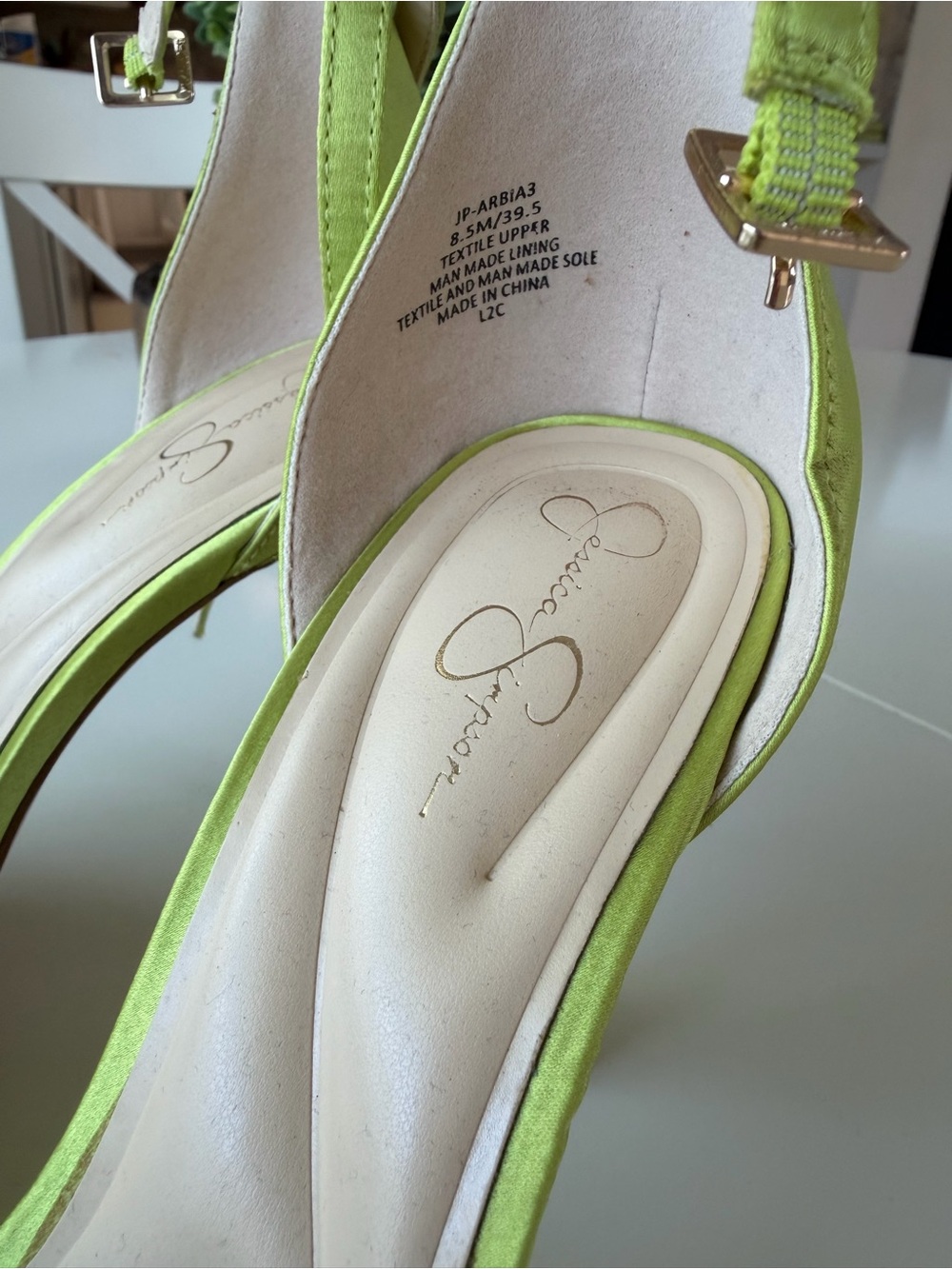 Jessica Simpson Lime Green Crystal Knot Stiletto Sandals - Picture 3 of 5